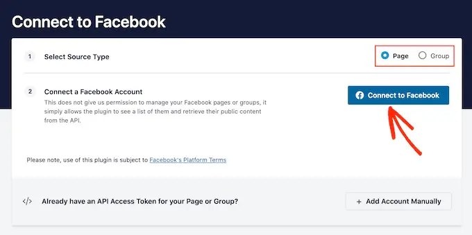 Facebook ページまたはグループを WordPress に接続する Connecting a Facebook page or group to WordPress