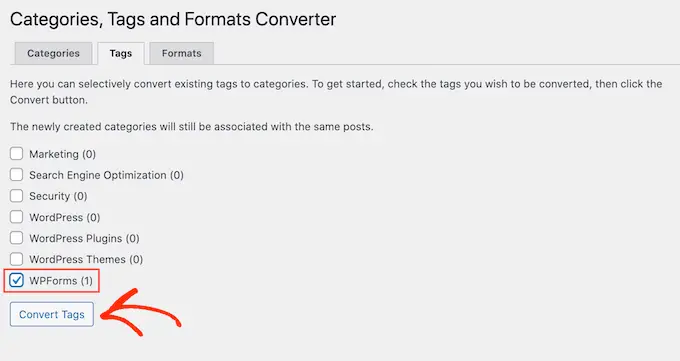 Bir WordPress etiketini bir WordPress kategorisine dönüştürme Converting a WordPress tag into a WordPress category