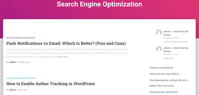 WordPress kategori arşiv sayfası The WordPress category archive page
