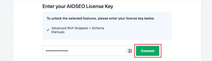 AIOSEO lisans anahtarını girin Enter AIOSEO license key