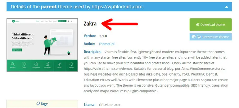 WPThemeDetector Tema Ayrıntıları