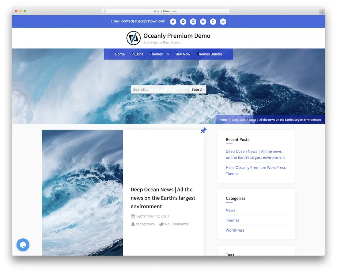 oceanly 免费视差滚动 wordpress 主题