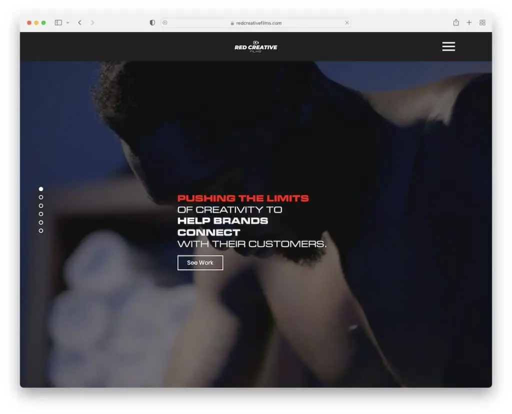 site de cinegrafista criativo vermelho