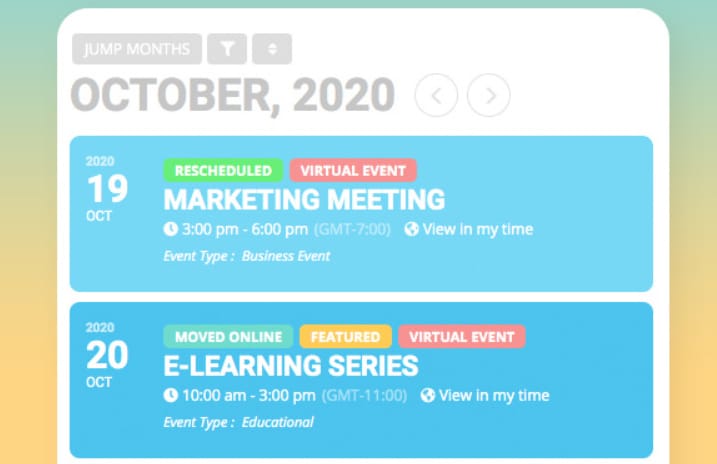 Event Calendar example