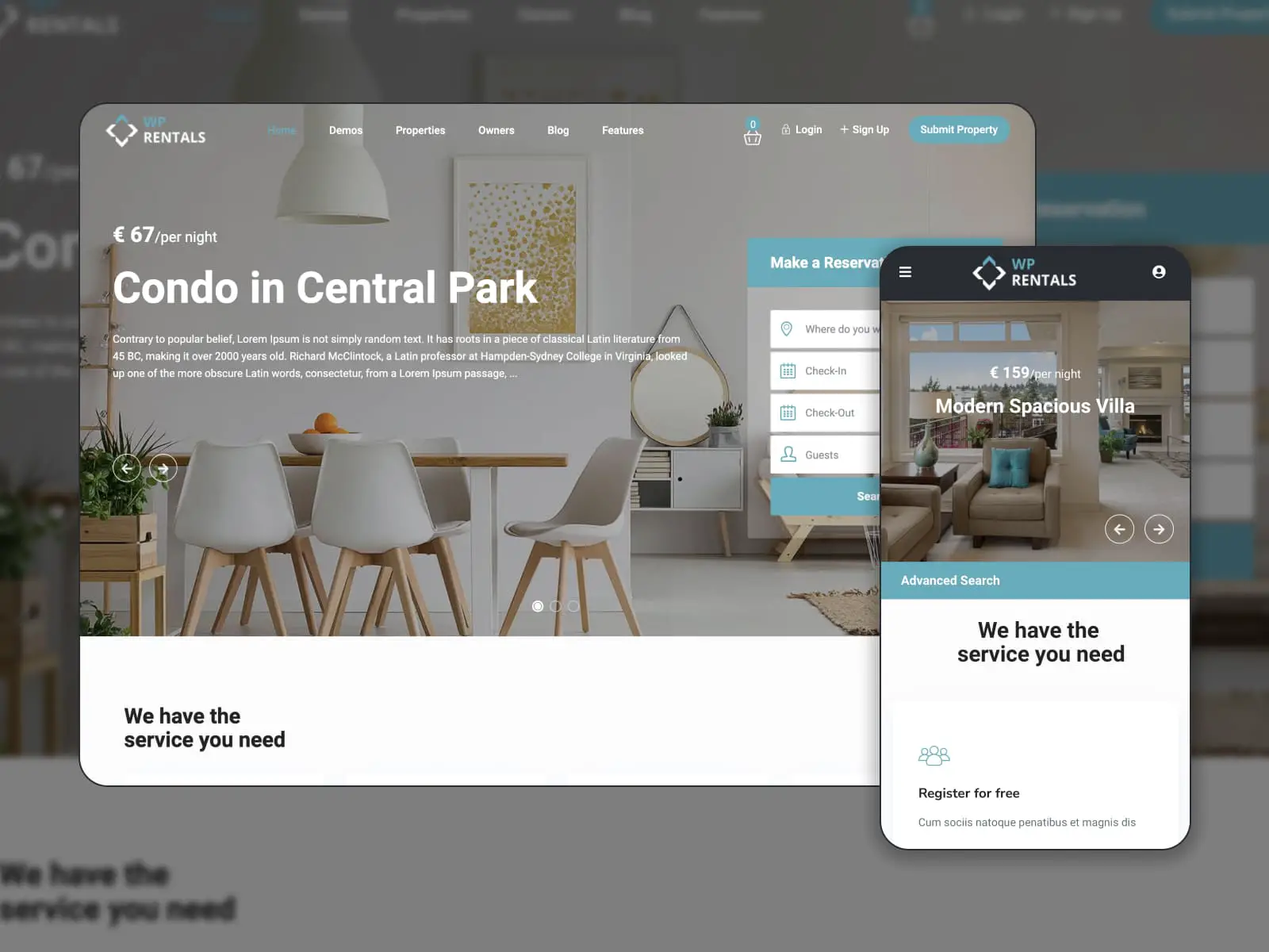 用於創建多個目錄的 WP Rentals 主題。