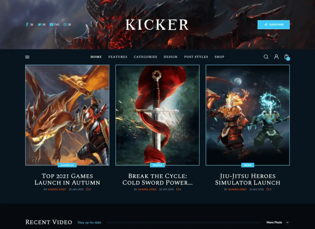 Kicker - Çok Amaçlı Blog Dergisi WordPress Teması