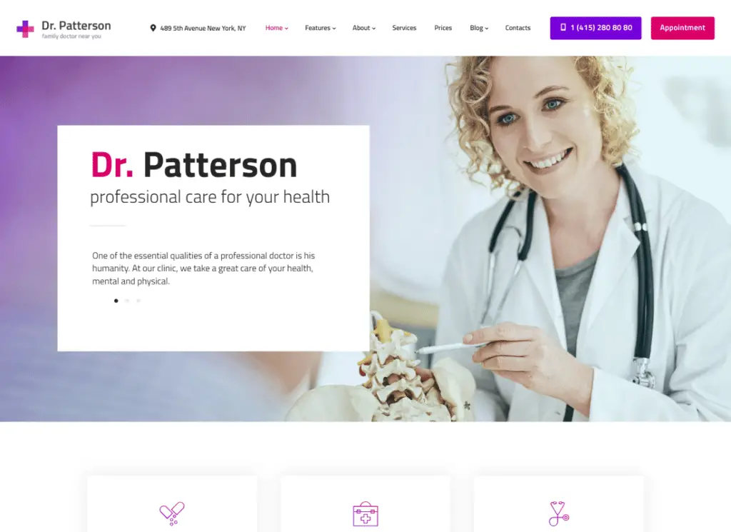 Dr.Patterson - Tıp ve Sağlık Doktoru WordPress Teması