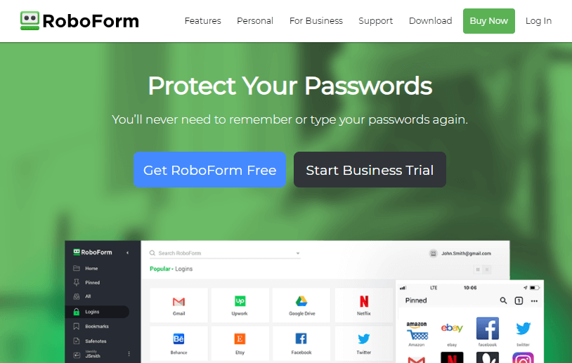 Roboform password tracker app