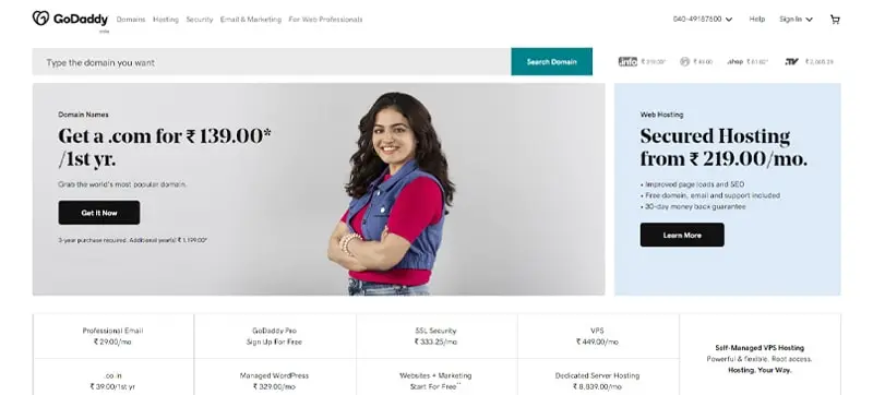 Etki Alanı Kaydı - Süreç, Araçlar ve En İyi Sağlayıcılar 3 GoDaddy domain registration