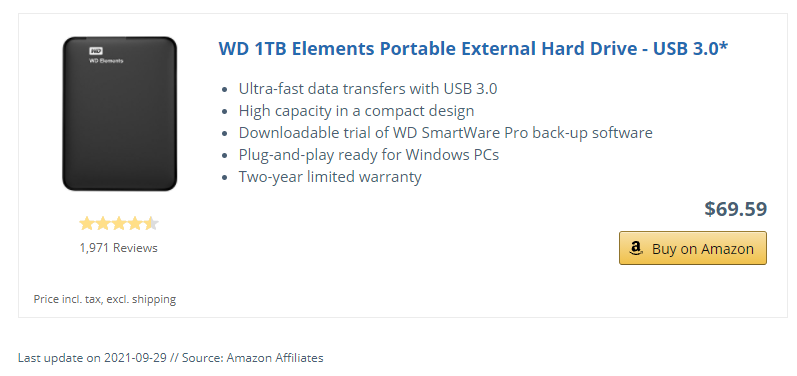 aawp single product box demo