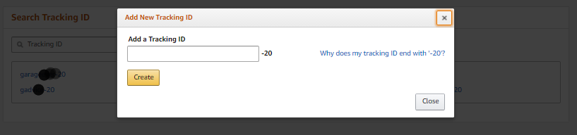 Create Amazon new tracking id