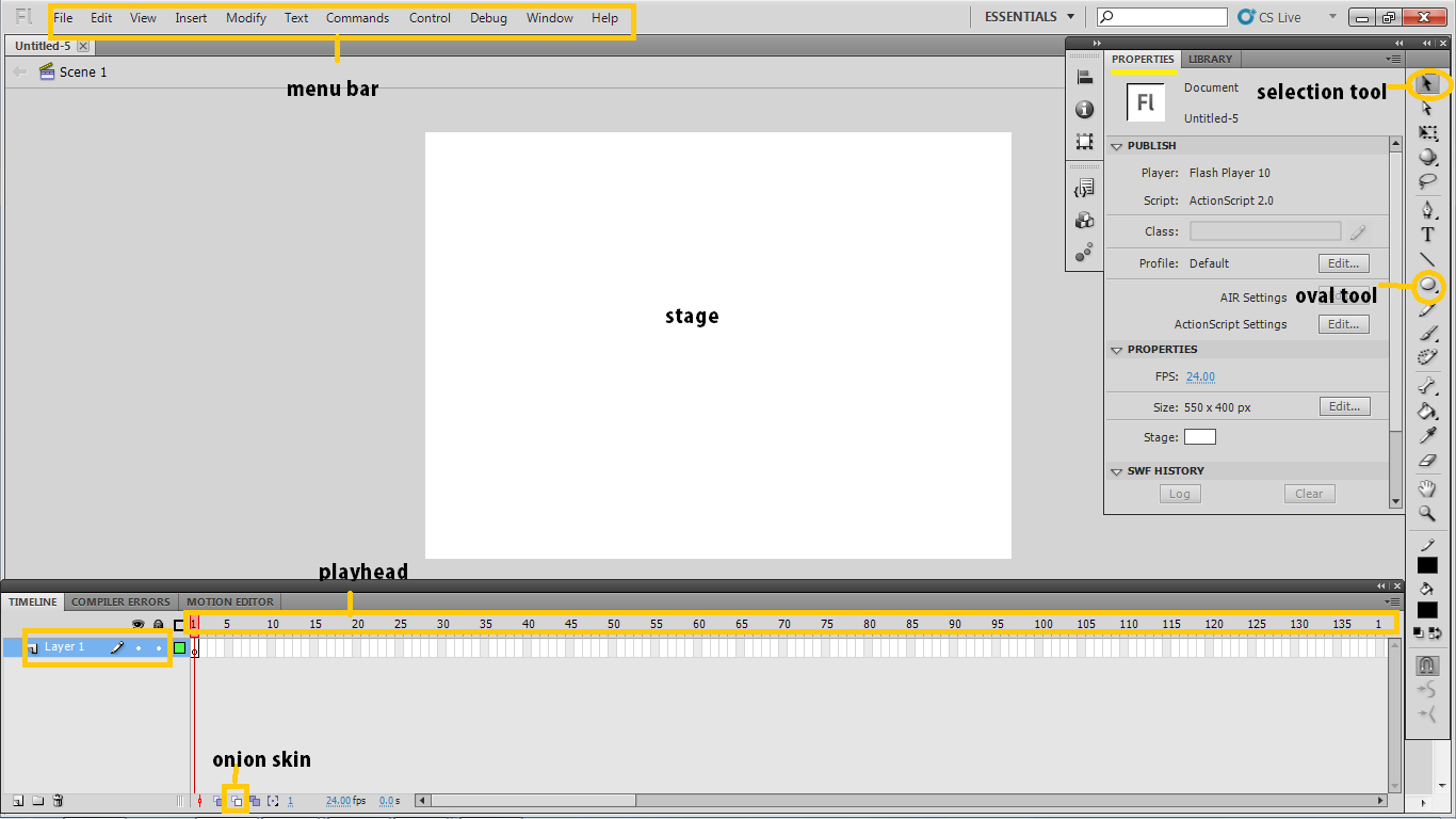 كيف أقوم بإضافة إطار في Adobe Flash Player؟