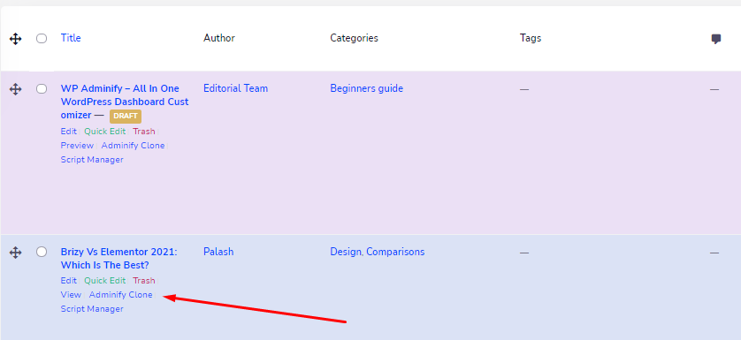 adminify post-page clone