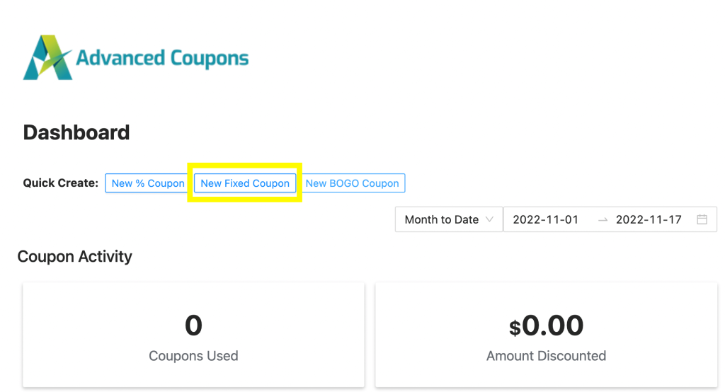 fixed-1 - 高度なクーポン Creating a New Fixed Coupon.