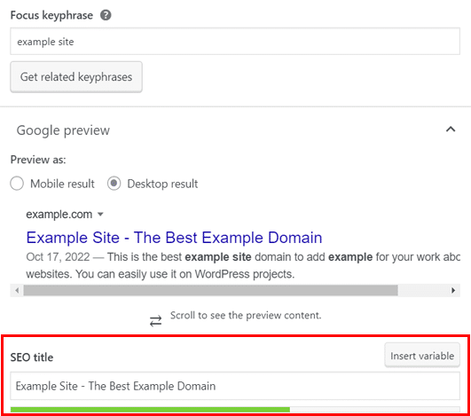 使用 Yoast SEO 添加 SEO 标题
