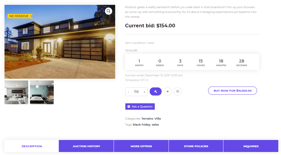 Auction-style marketplace: Single bid demo