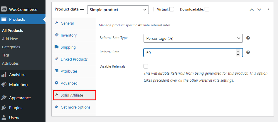 Per product base commission