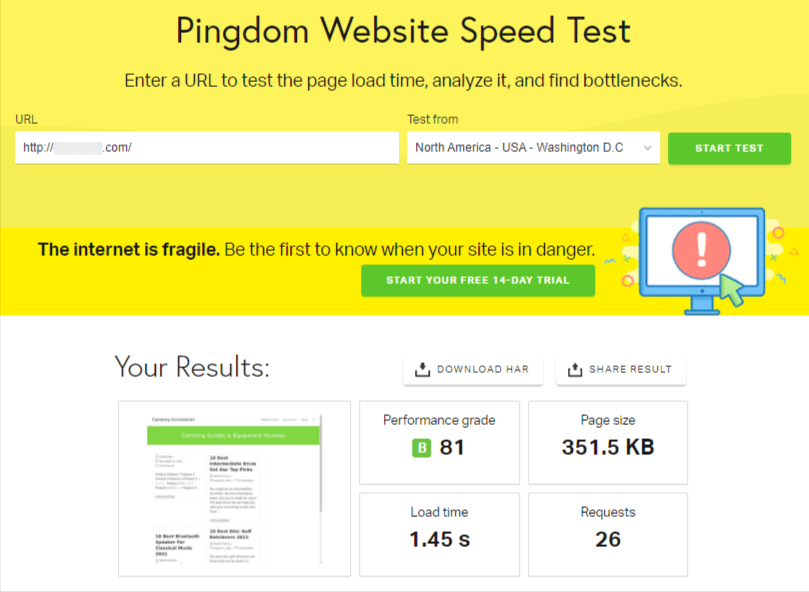 Siteground page loading speed