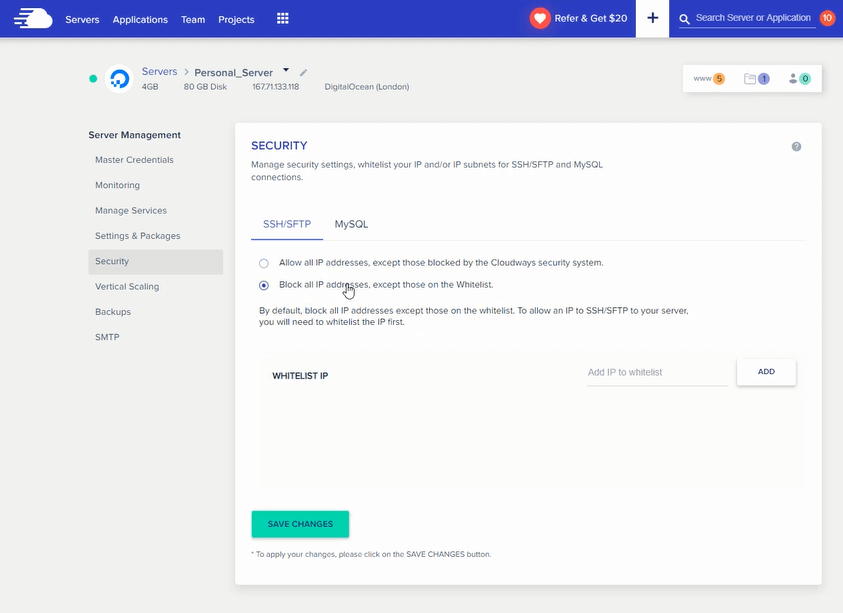 Cloudways website security