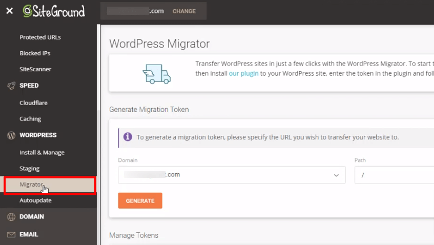 Siteground website migration