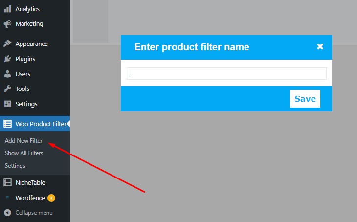Create a filter in WooCommerce product filter plugin