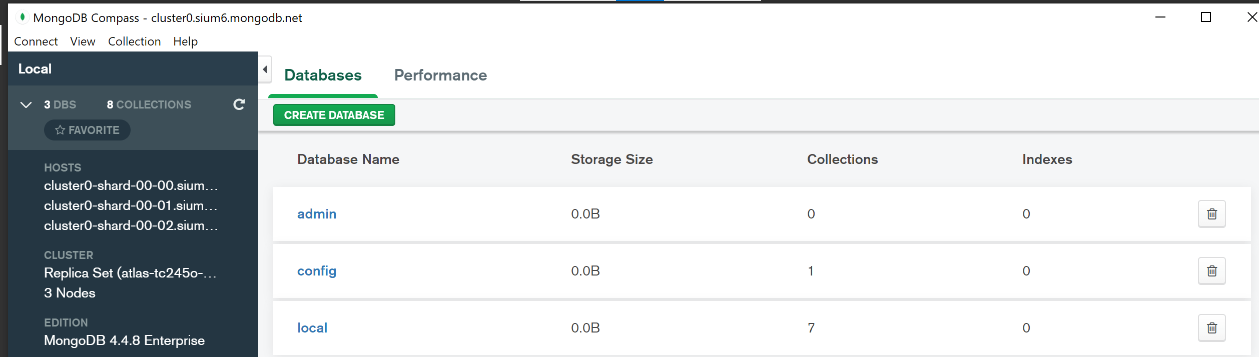 Dov'è il nome del cluster in MongoDB?