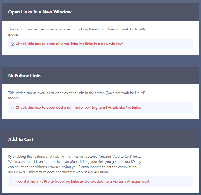 Global Link Settings