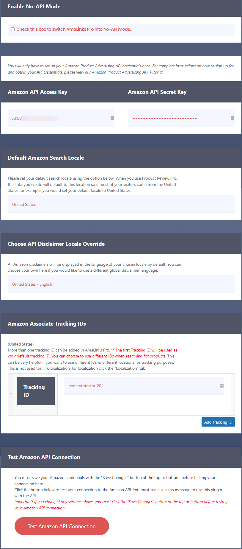 AmaLinks-Pro api settings