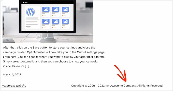 วิธีลบ Powered By WordPress Footer Links 10 wordpress-custom-disclaimer