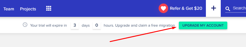 Upgrade Cloudways account link