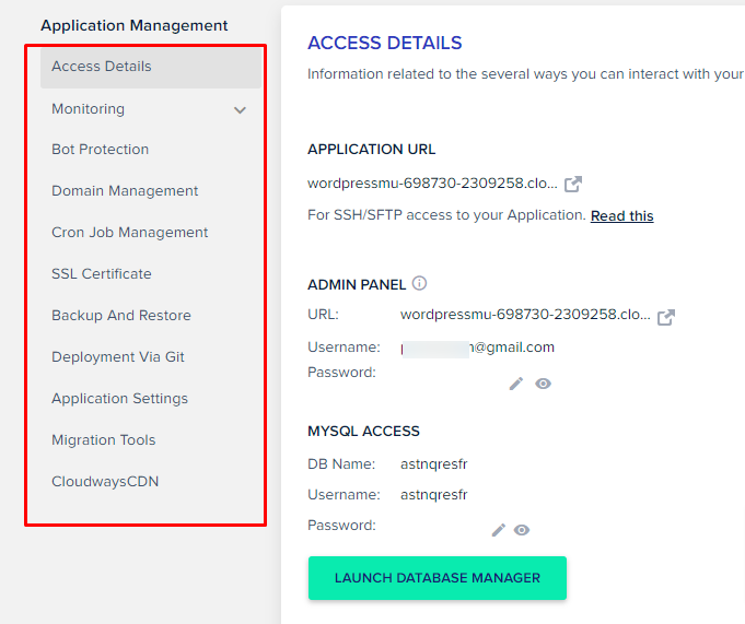 Cloudways application management