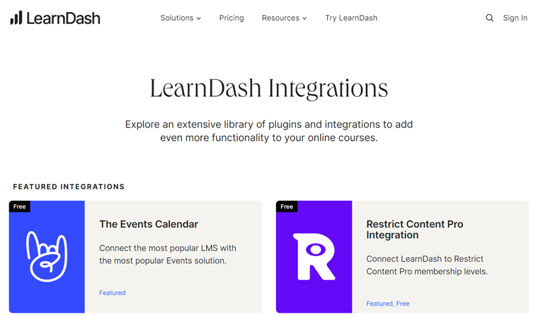 Intégrations et modules complémentaires LearnDash - MemberPress Compare