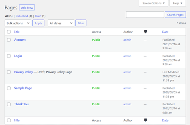 Pages MemberPress par défaut - LearnDash Compare