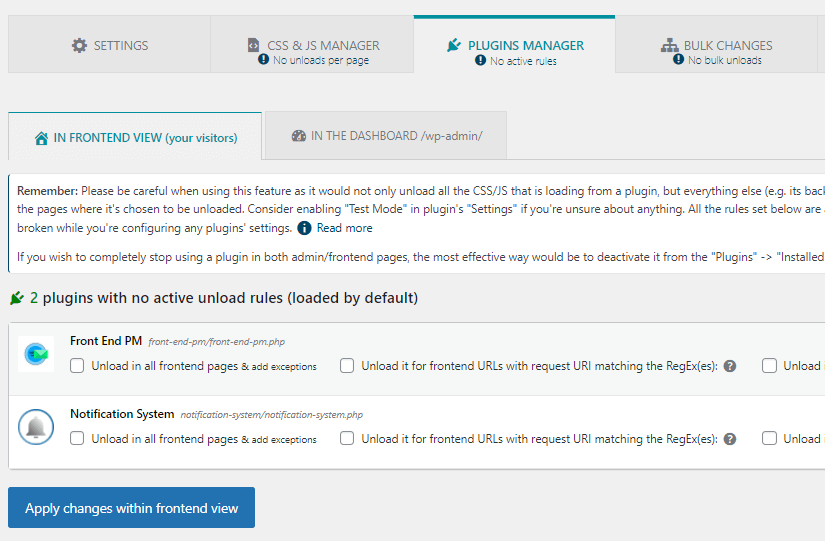 Plugin manager of asset cleanUp