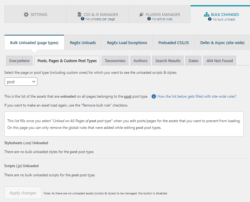 bulk changes of asset cleanup