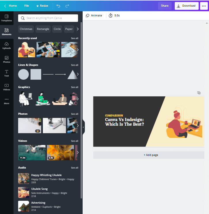 Canva design interface