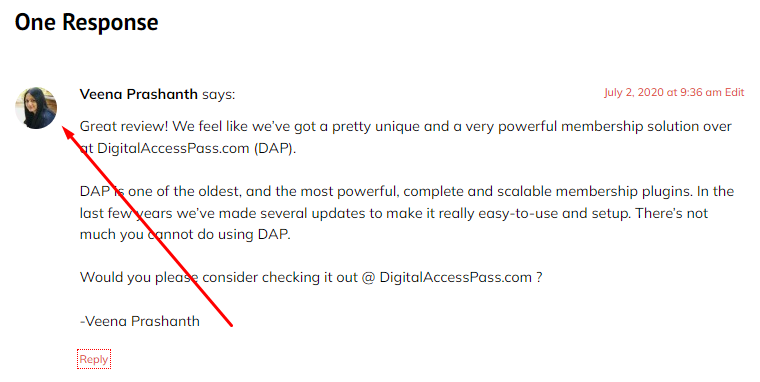gravatar image in comment