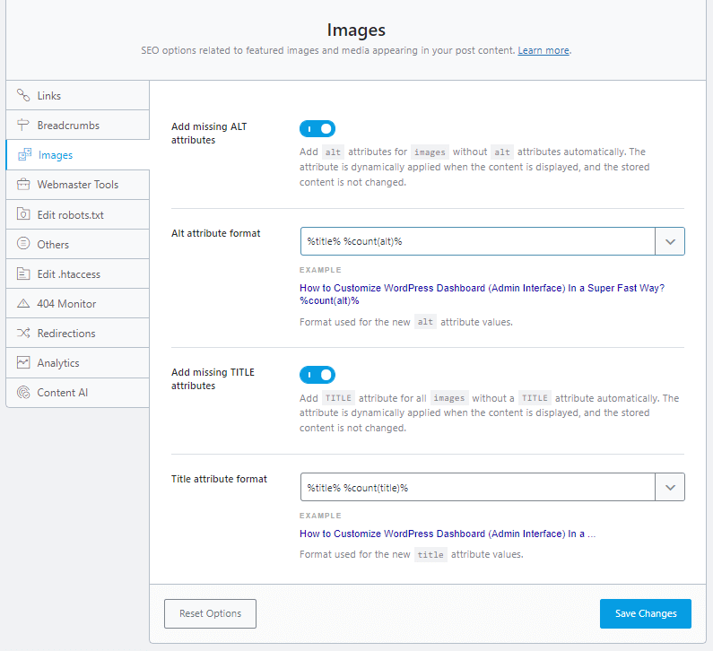 Rank math image optimization