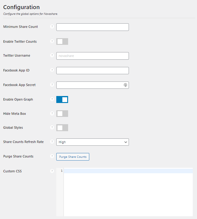 Novashare facebook configuration