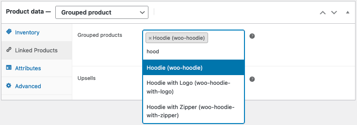 adăugarea unui produs grupat WooCommerce