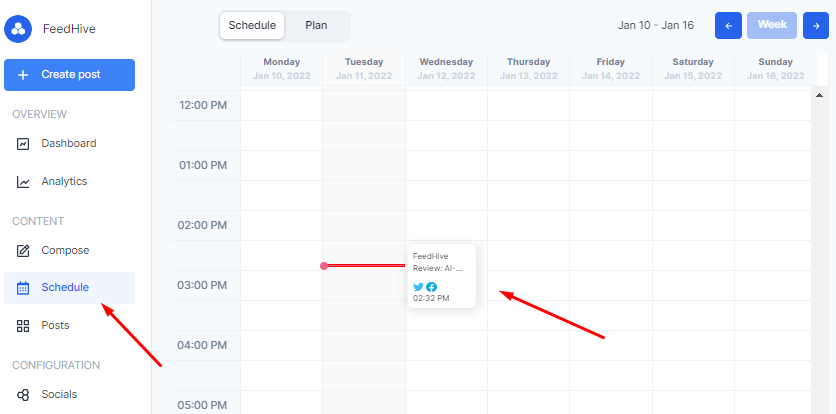 feedhive post schedule