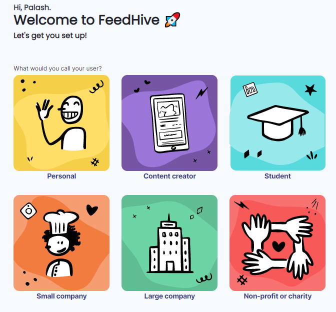 feedhive welcome interface
