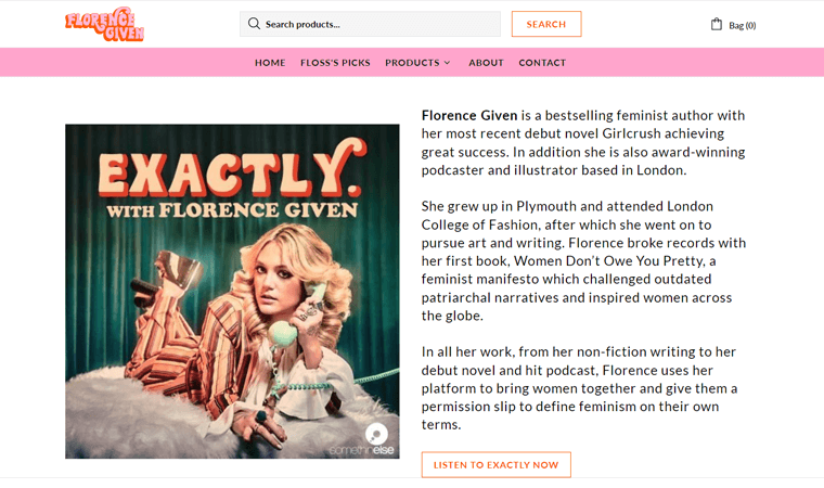 Florence gab ein Beispiel für eine „Über mich“-Seite