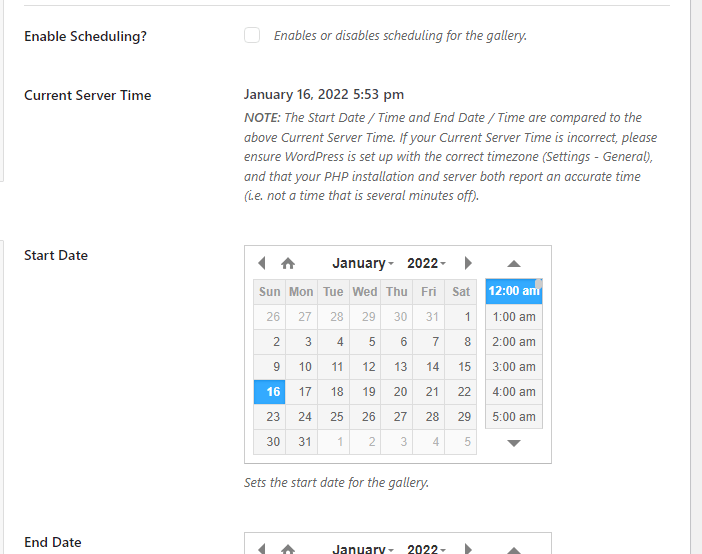 Envira schedule addon