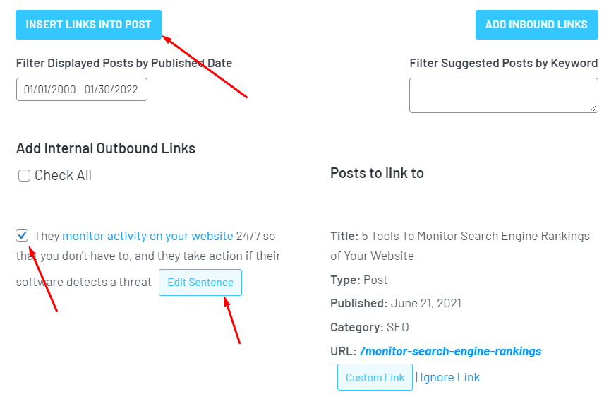 link whisper inbound internal link