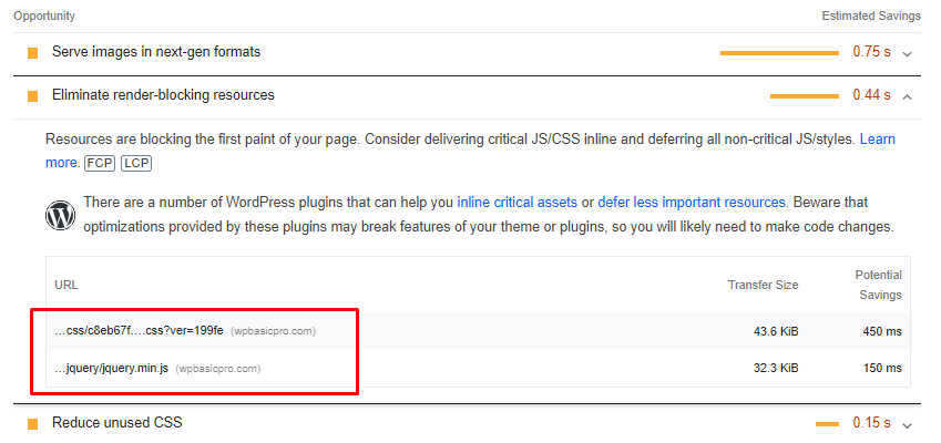 render-blocking resources