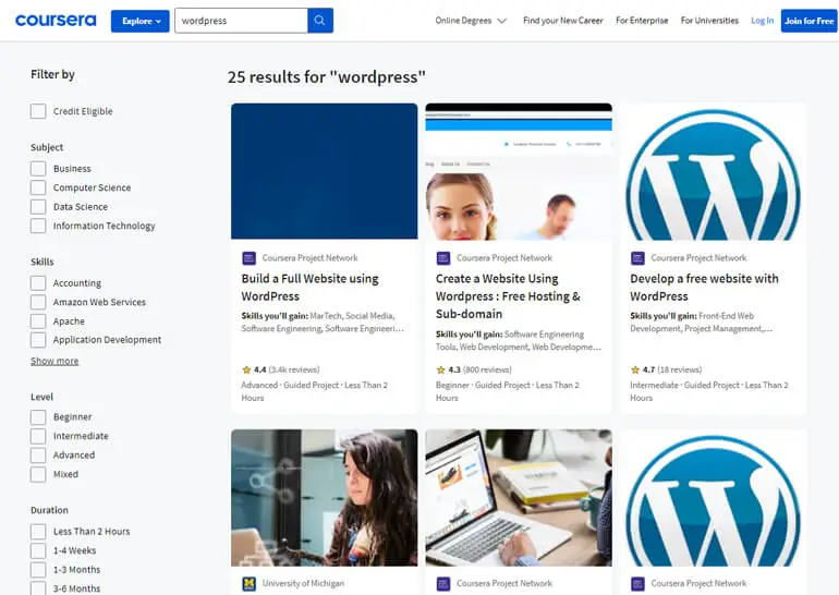 Coursera WordPress lernen