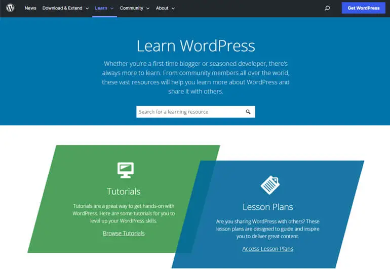 Seite „WordPress lernen“ Wie man WordPress lernt
