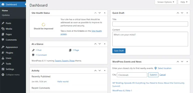 WordPress-Dashboard