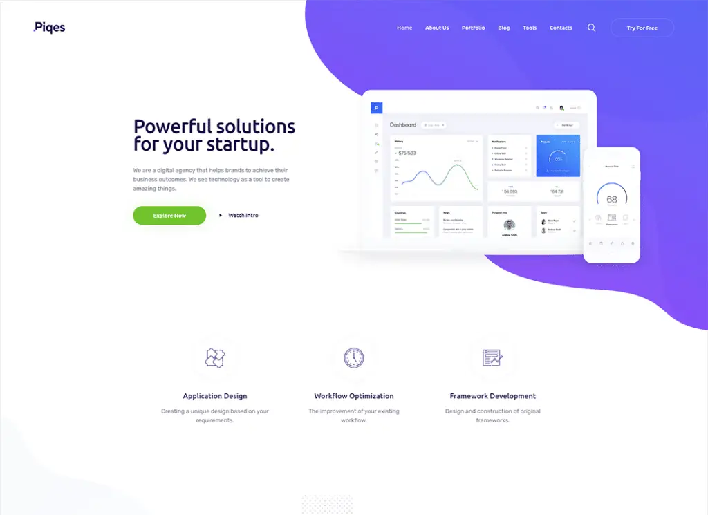 Piques | Tema WordPress para startups e agências criativas